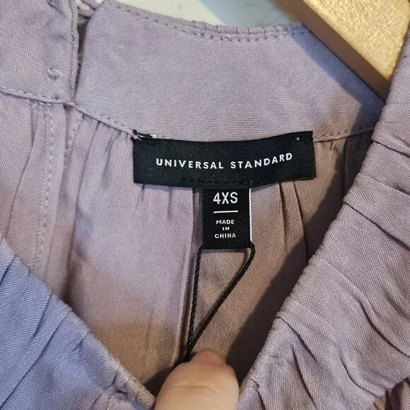 Universal Standard Eros Shirred Neck Top Short Sleeve Blouse Elderberry Size 0 - Picture 6 of 11